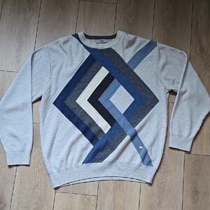 YAMAK Men's Gray Geometric Woll Blend Sweater size XL